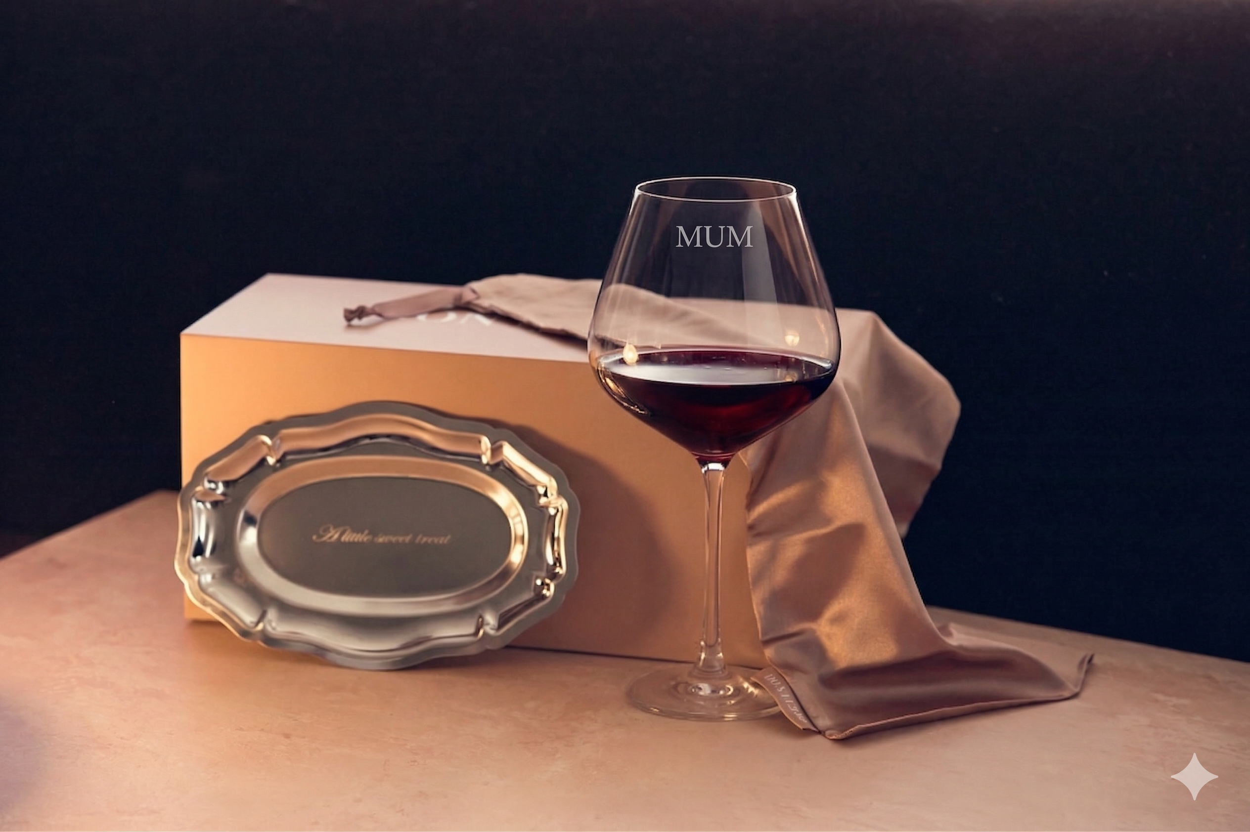 'Mum' Roma Wine Glass + Personalised Amara Platter