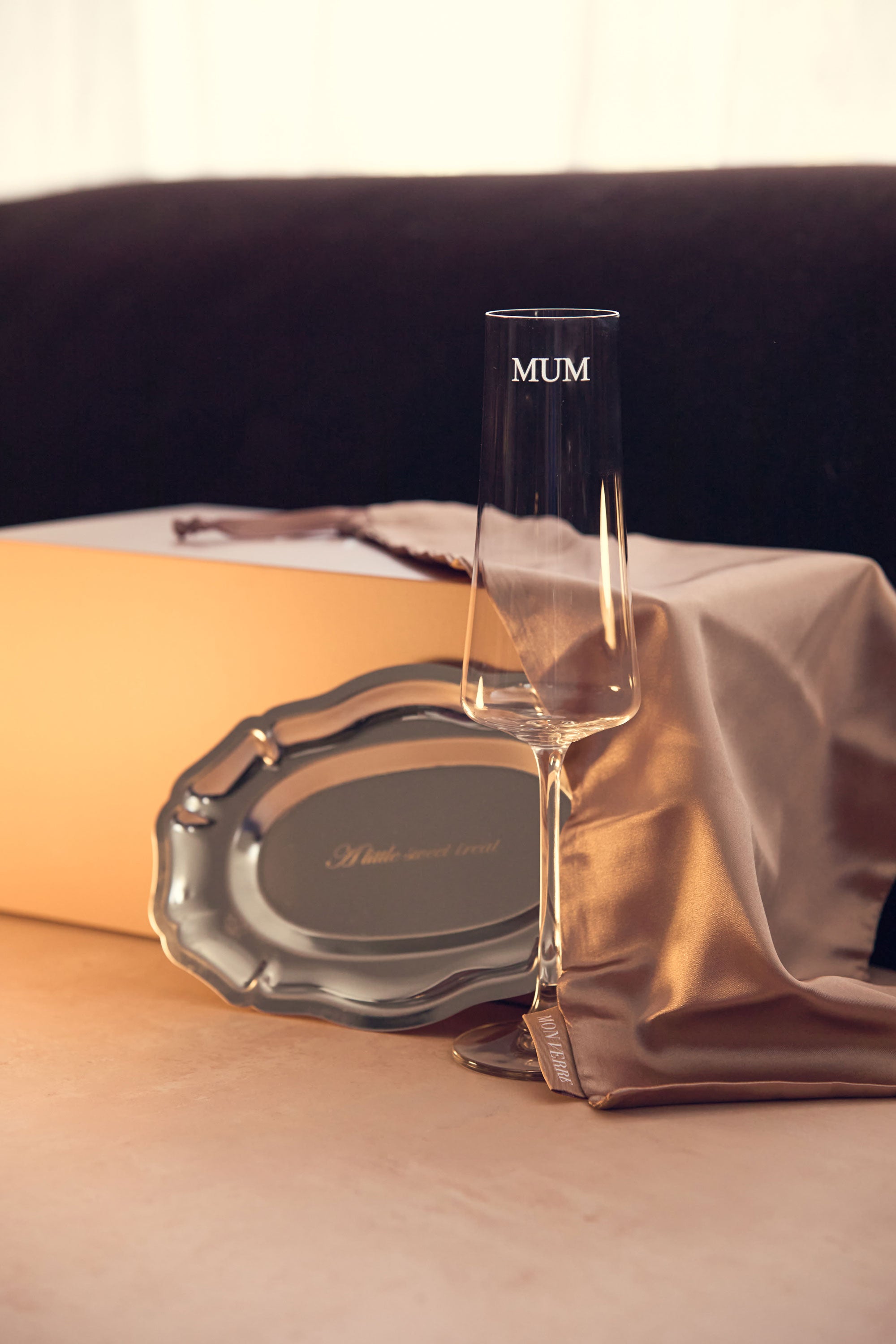 'Mum' Salome Champagne Flute + Personalised Amara Platter