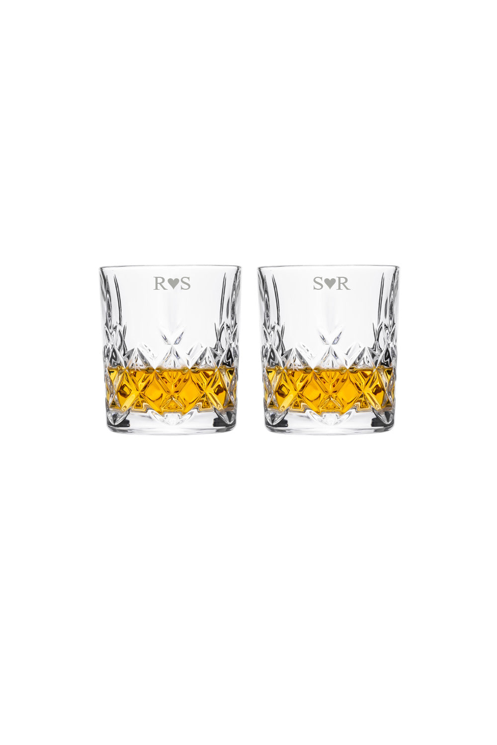 Valentine's Day Glass Set - Couple Initials
